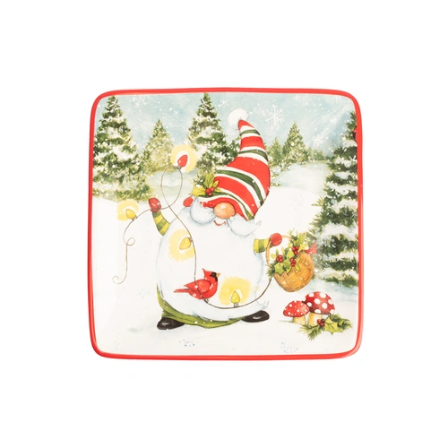 Купить Тарелка пирожковая «Рождественские гномы с гирляндой» 15х15 см от Certified International