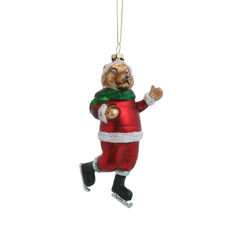 Купить Ёлочная игрушка Glass Hanger Bear With Hat Red 14 cm от Хоум Концепт