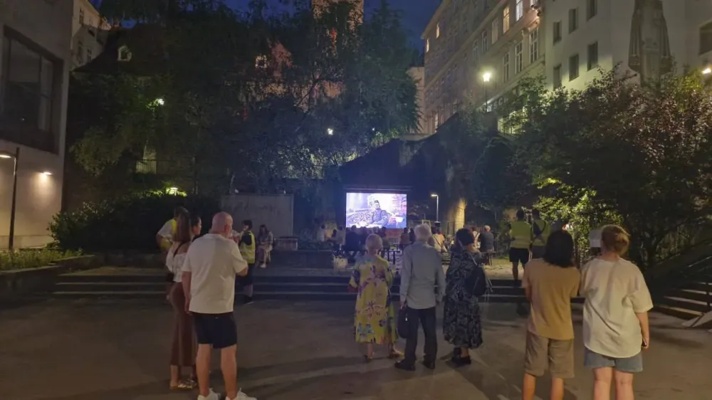 Вечерний экран в центре Вены
