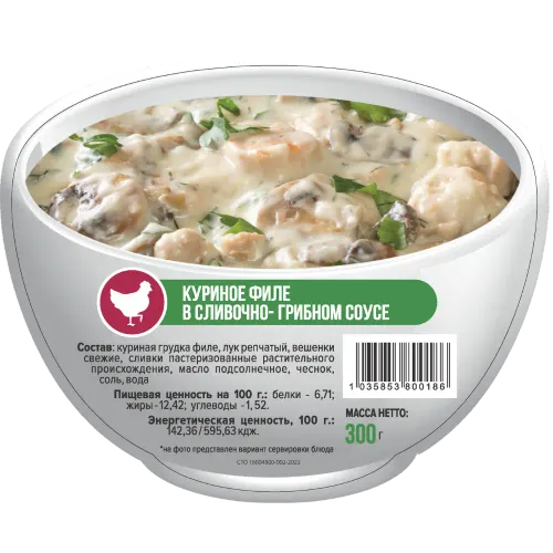 Куриное филе в сливочно-грибном соусе