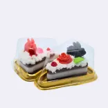 Dekokerze „Ostertorte mit Hase“, rot — Vorschau 1