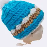 Handgehäkelte Acrylmütze mit Muffins &amp; weißem Bommel – Farbig &amp; Warm — Vorschau 3