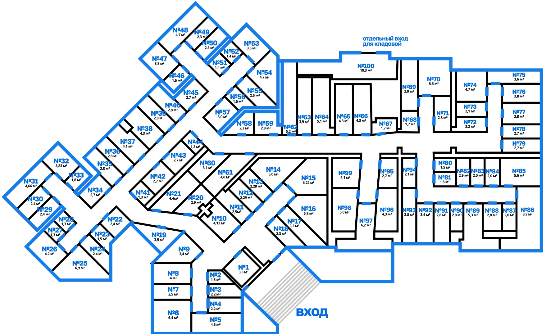 Схема расположения кладовых