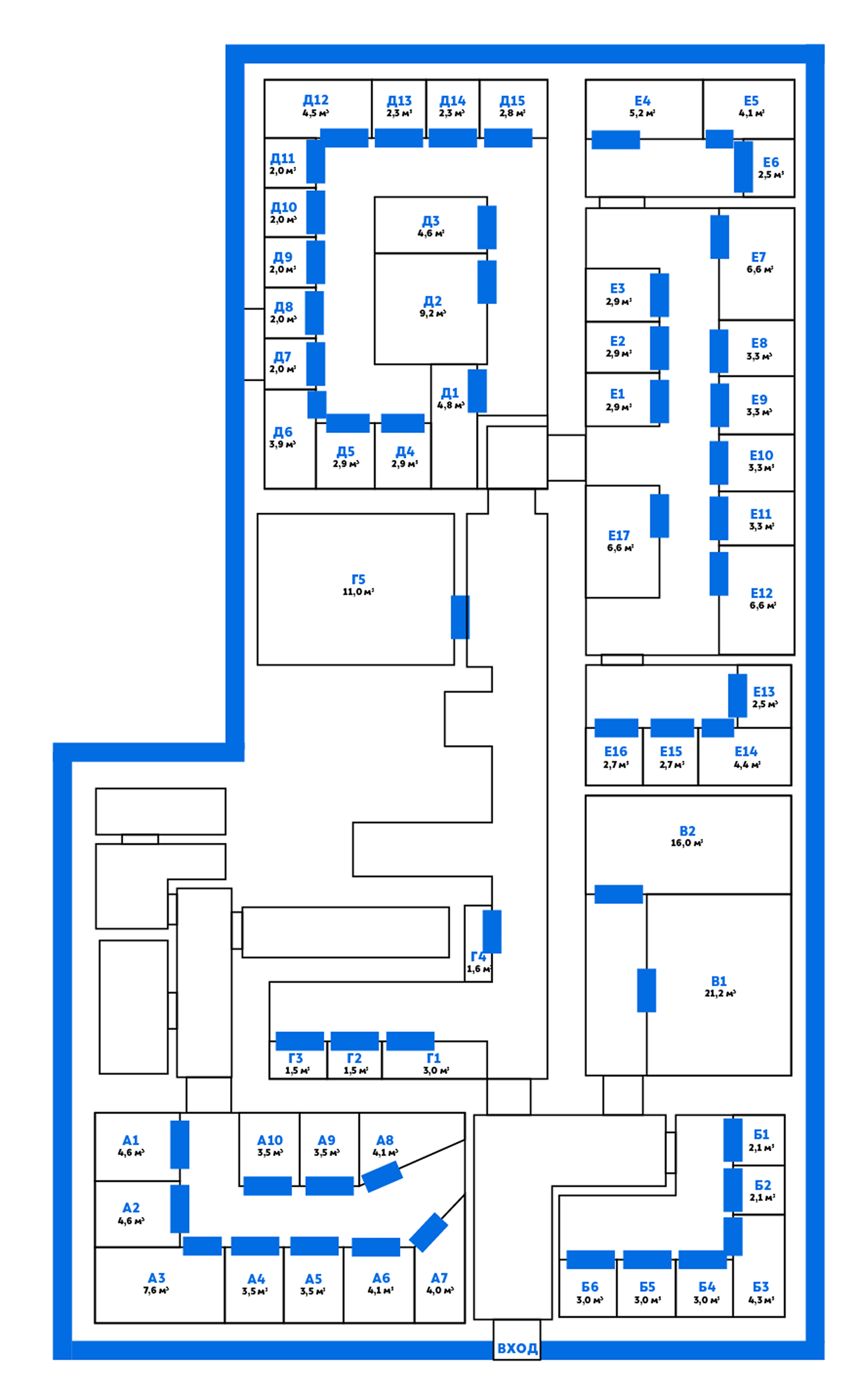Схема расположения кладовых
