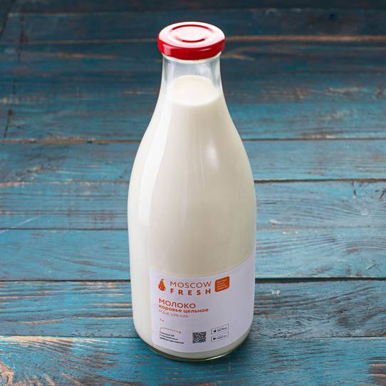 Молоко натуральное пастеризованное 3,5%-4,5% ~ 1 л