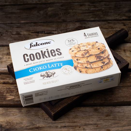 Печенье сахарное "FALCONE Cookies" с молочным шоколадом ~ 200 г