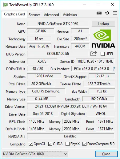 Nvidia GeForce GTX 1060