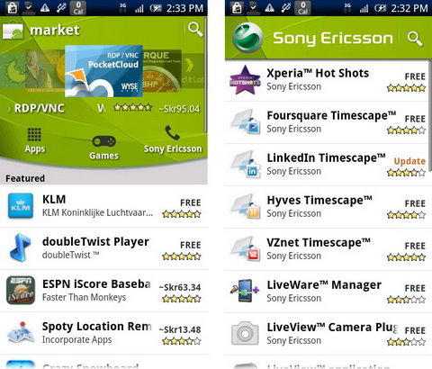 Sony Ericsson    Android Market