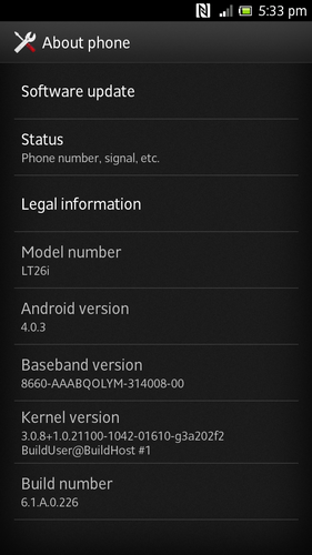 Android 4.0 ICS  Sony Xperia S