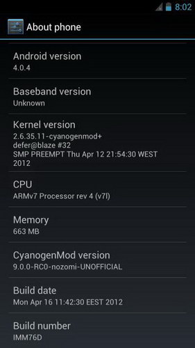 CyanogenMod 9.0 Sony Xperia S