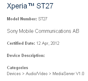 Sony Xperia ST27i