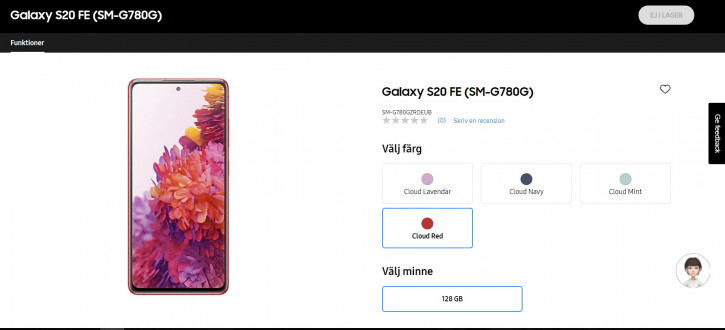 : Samsung Galaxy S20 FE 4G   Snapdragon 865