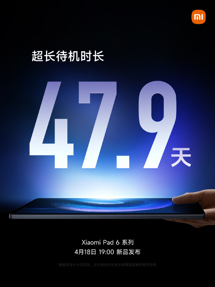 Xiaomi Pad 6 Pro проживёт полтора месяца на одном заряде