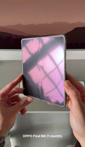 Вот, как выглядит «бескладочный» экран OPPO Find N6 спустя месяц