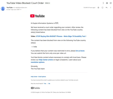 Motorola через суд блокирует YouTube-ролики неугодных блогеров