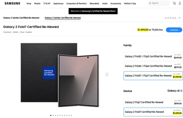 Samsung продаёт восстановленные Galaxy Z Fold 7 и Flip 7 дороже новых