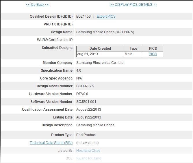 Samsung Galaxy Note 3   Bluetooth SIG