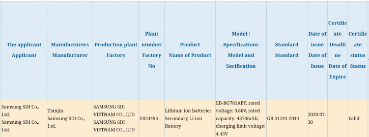      Samsung Galaxy S20 Lite