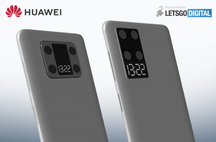 Патент смартфона Huawei с экраном между камерами