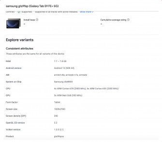 Даунгрейды и фото Galaxy Tab S9 FE и FE+ всплыли в Google Play Console