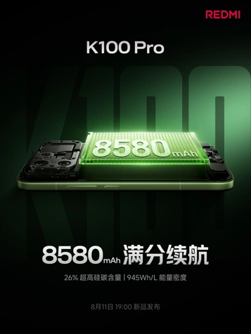 Xiaomi рассказала о камерах и батарее Redmi K100 Pro