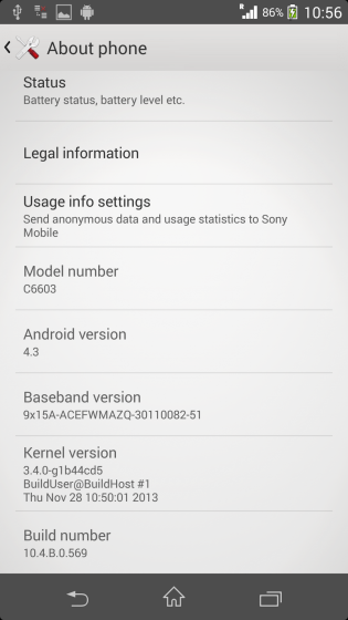 Android 4.3  Xperia Z  ZL     