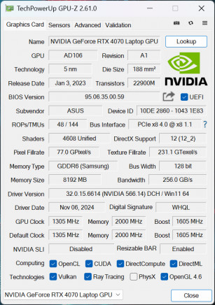  ASUS ROG Zephyrus G 16 GU605WI:   