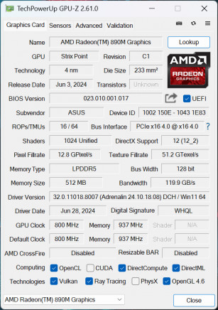 ASUS ROG Zephyrus G 16 GU605WI:   