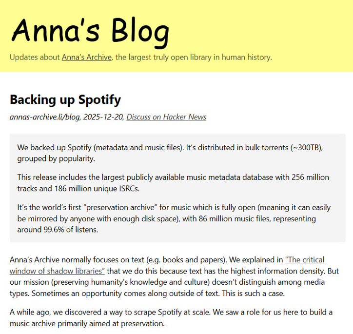 300 ТБ музыки: пираты выкачали почти всю библиотека Spotify