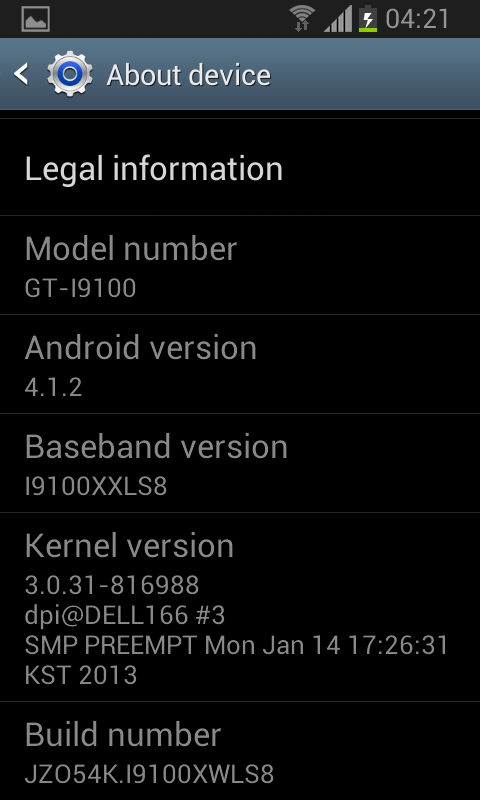 Samsung  Galaxy S II  Jelly Bean