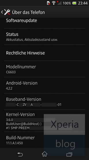   Sony Xperia Z  Android 4.2.2 Jelly Bean  