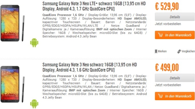    Samsung Galaxy Note 3 Neo  