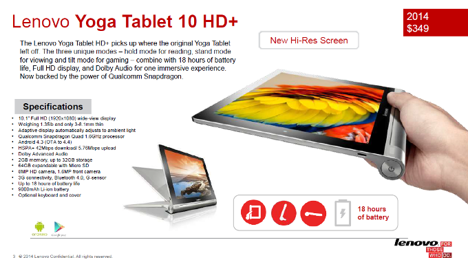 Lenovo  Yoga Tablet 10 HD+
