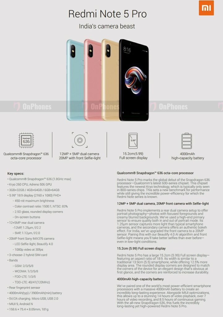    Xiaomi Redmi Note 5  5 Pro  