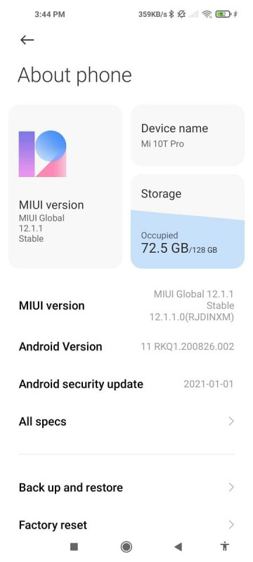 Xiaomi Mi 10T  Mi 10T Pro   Android 11