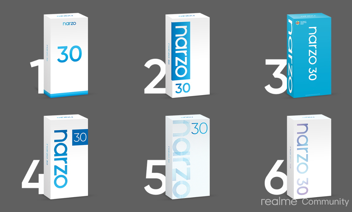 Realme предложила выбрать дизайн коробки нового игрового Narzo 30