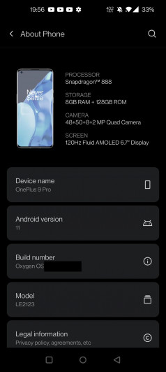 Скриншоты подтверждают основные характеристики OnePlus 9 Pro
