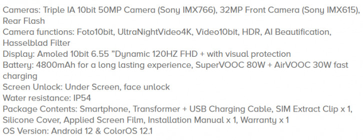 OPPO Find X5, X5 Pro  X5 Lite:      