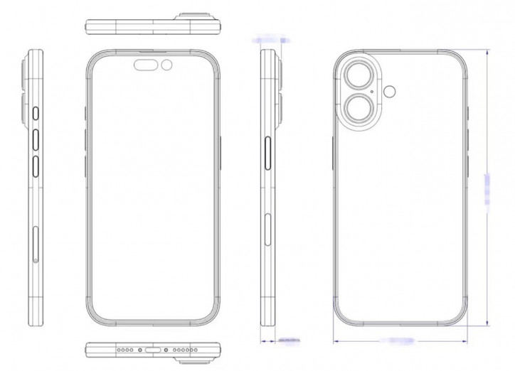 Схемы дизайна iPhone 16 и 3D-рендеры на их основе
