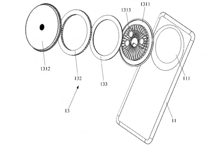 Huawei патентует смартфон с огромным вентилятором в "шайбе"