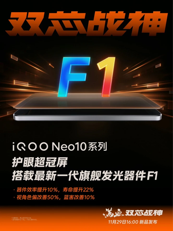 iQOO Neo 10 получит инновационный дисплей F1