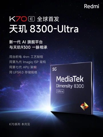 Официально: Xiaomi Redmi K70E - первый на Dimensity 8300 (детали)