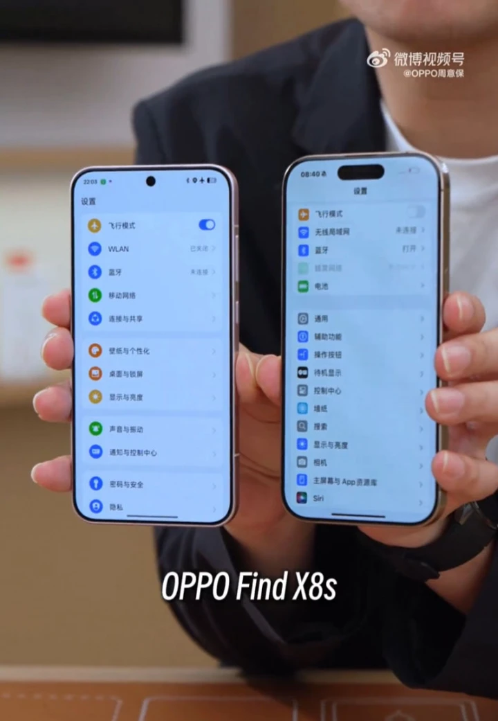 OPPO Find X8s сравнили с iPhone 16 Pro на видео: вес и толщина