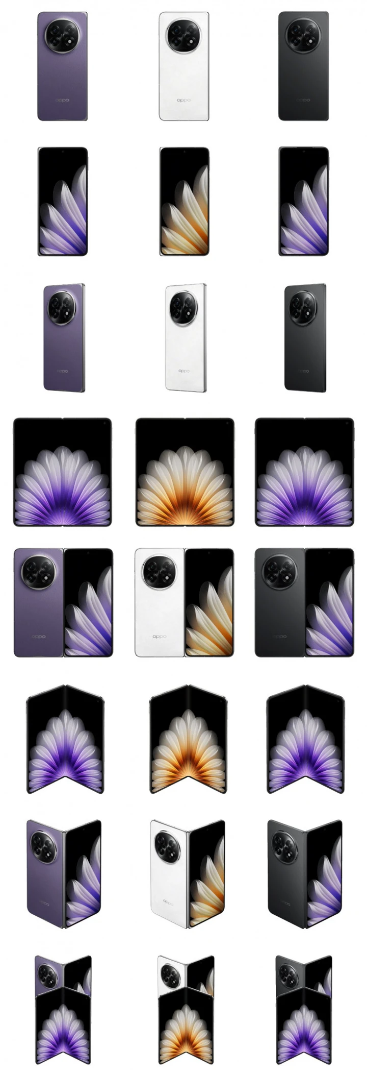 Сверхтонкий OPPO Find N5 в трех цветах на коллекции пресс-фото