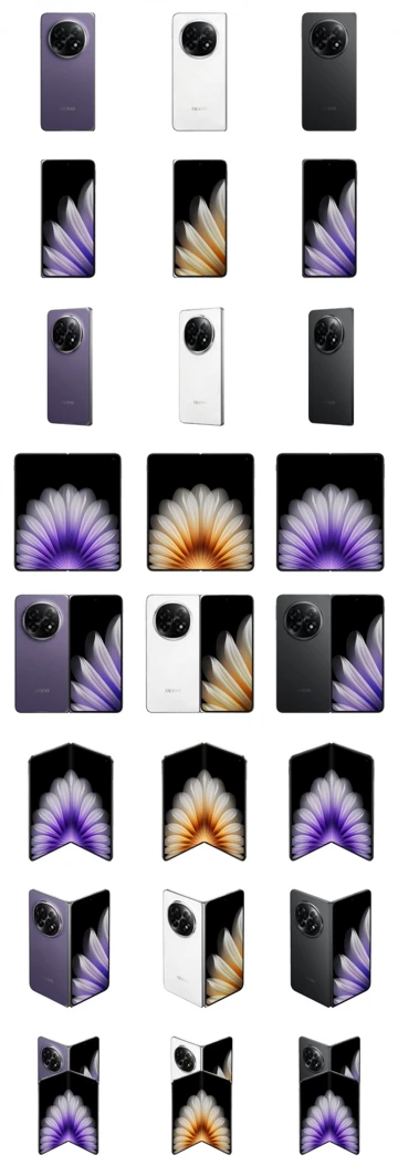 Сверхтонкий OPPO Find N5 в трех цветах на коллекции пресс-фото