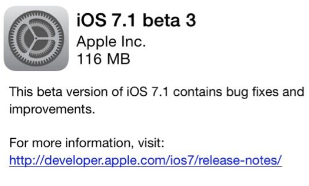 Apple  iOS 7.1 beta 3:   iCloud  