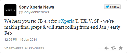 Sony рассказала, когда Xperia SP, T, TX и V получат Android 4.3