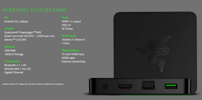 Razer Forge TV     Android c Snapdragon 805