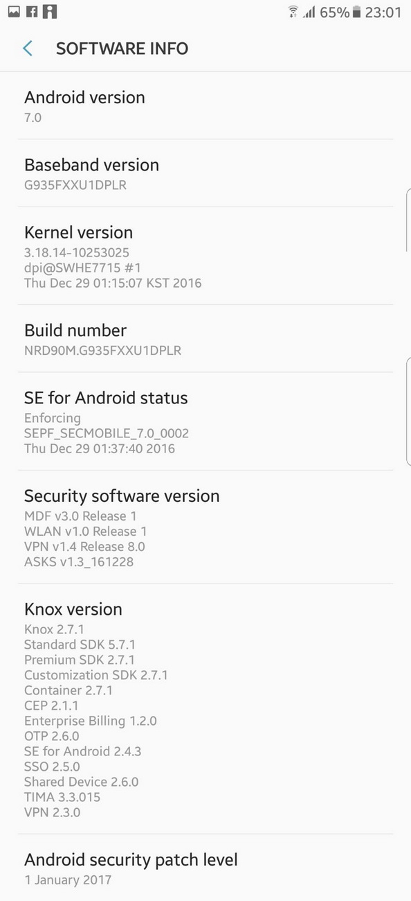 Samsung Galaxy S7 edge  Android Nougat,   