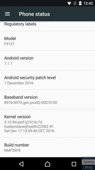 Sony Xperia X  - Android 7.1.1 Nougat